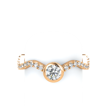 Customizable Diamond Bezel/Prong Wave stacking Ring - ™ Joaillerie VCL