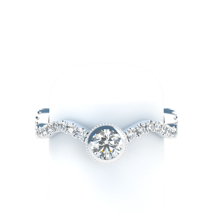 Customizable Diamond Bezel/Prong Wave stacking Ring - ™ Joaillerie VCL