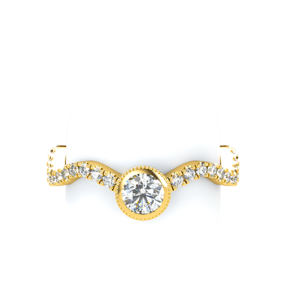 Customizable Diamond Bezel/Prong Wave stacking Ring - ™ Joaillerie VCL