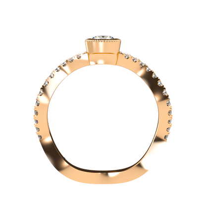 Customizable Diamond Bezel/Prong Wave stacking Ring - ™ Joaillerie VCL