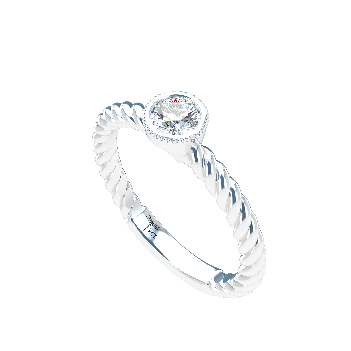 Customizable Diamond Bezel/Prong straight stacking Ring - ™ Joaillerie VCL