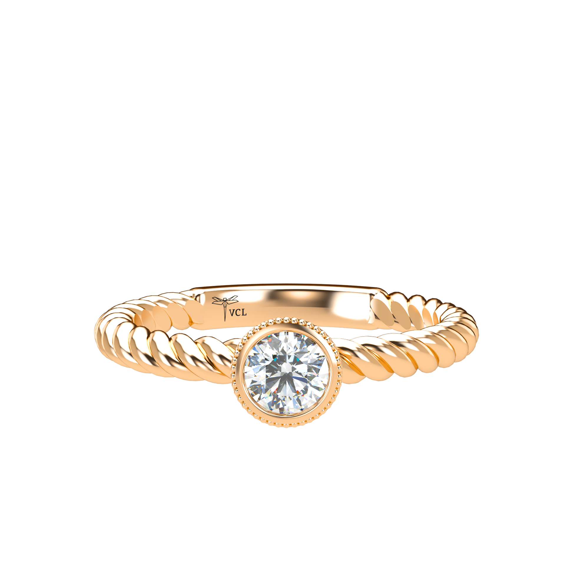 Customizable Diamond Bezel/Prong straight stacking Ring - ™ Joaillerie VCL