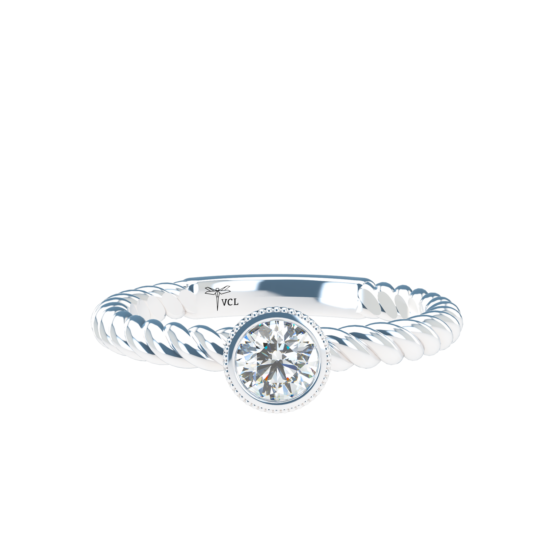 Customizable Diamond Bezel/Prong straight stacking Ring - ™ Joaillerie VCL