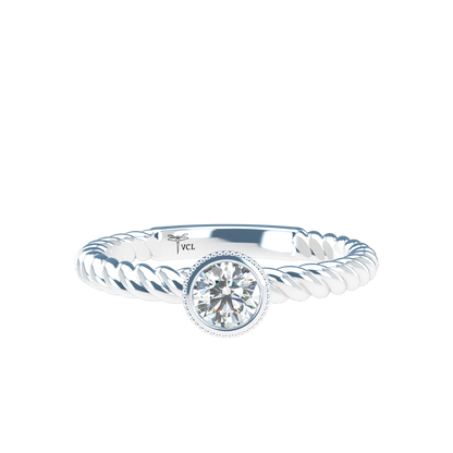 Customizable Diamond Bezel/Prong straight stacking Ring - ™ Joaillerie VCL