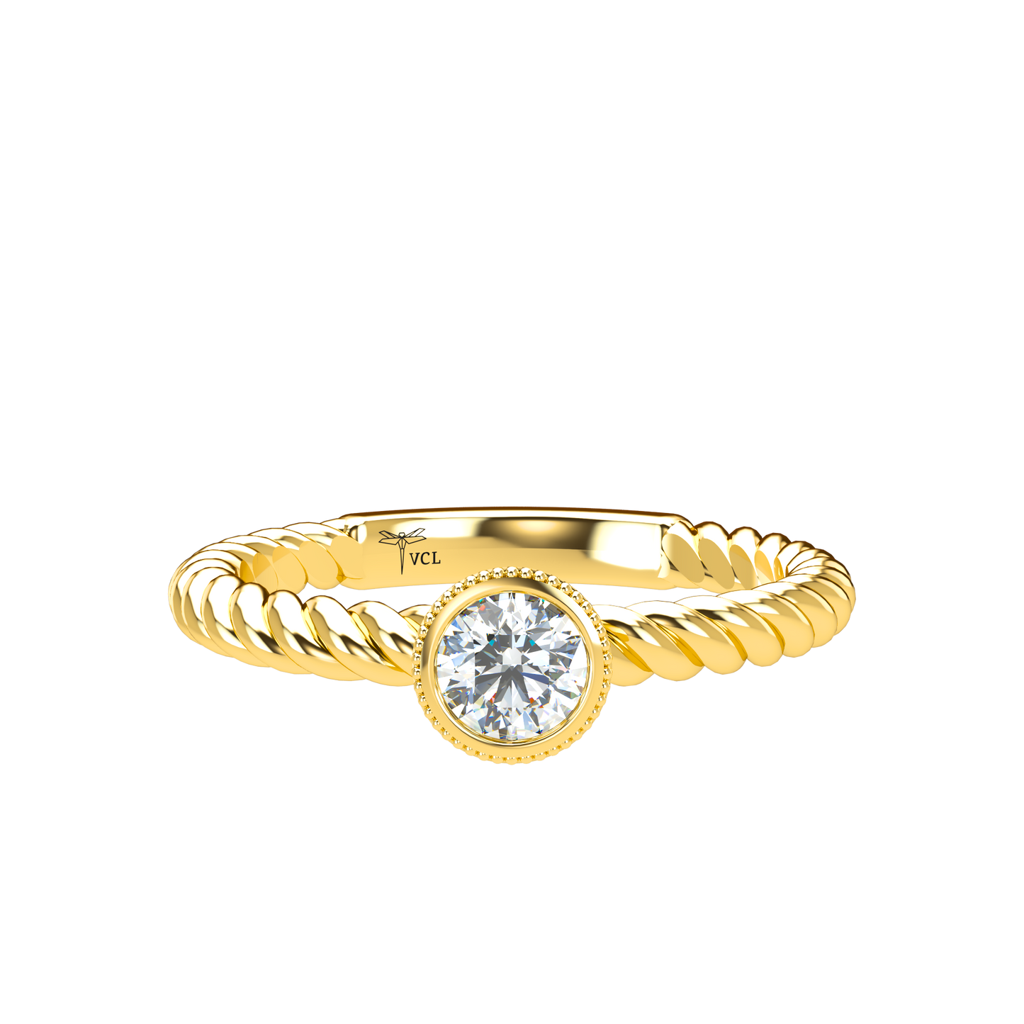 Customizable Diamond Bezel/Prong straight stacking Ring - ™ Joaillerie VCL