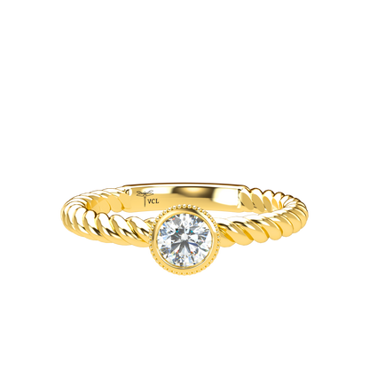 Customizable Diamond Bezel/Prong straight stacking Ring - ™ Joaillerie VCL
