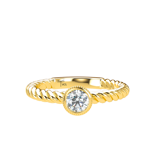 Customizable Diamond Bezel/Prong straight stacking Ring - ™ Joaillerie VCL