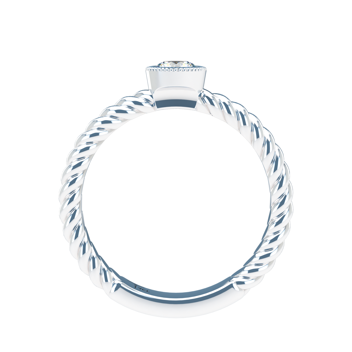 Customizable Diamond Bezel/Prong straight stacking Ring - ™ Joaillerie VCL