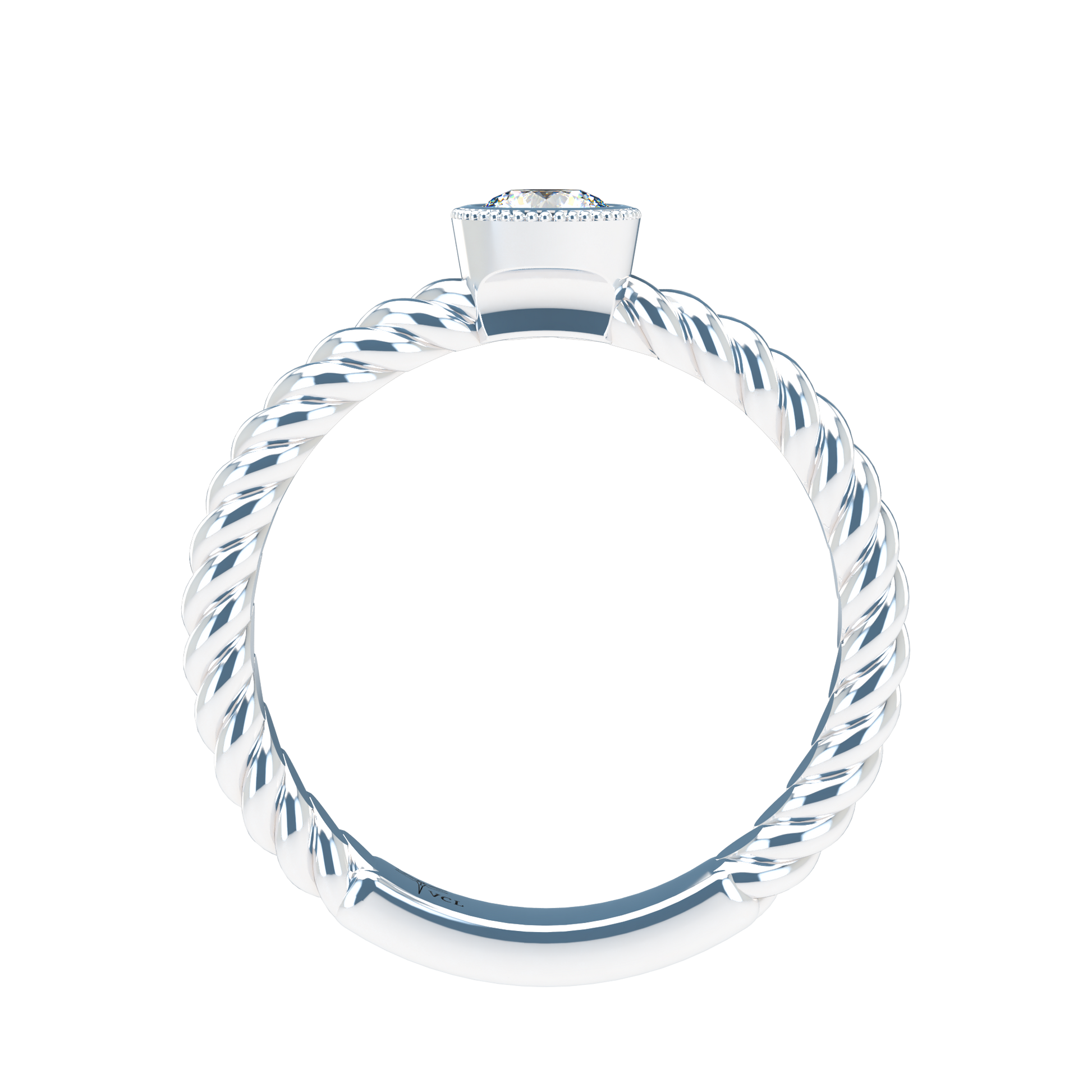 Customizable Diamond Bezel/Prong straight stacking Ring - ™ Joaillerie VCL