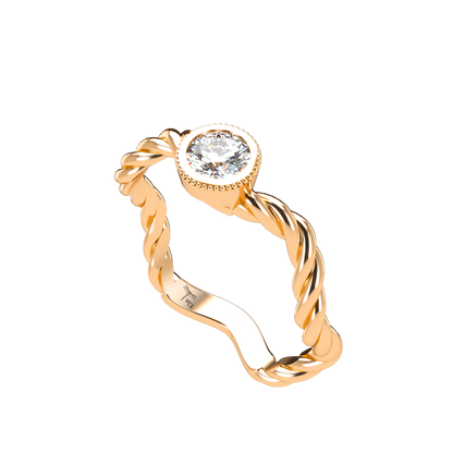 Customizable Diamond Bezel/Prong Wave stacking Ring - ™ Joaillerie VCL