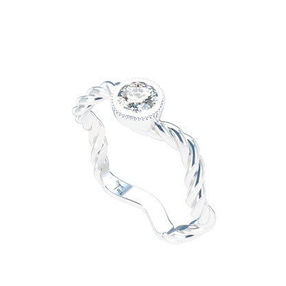 Customizable Diamond Bezel/Prong Wave stacking Ring - ™ Joaillerie VCL