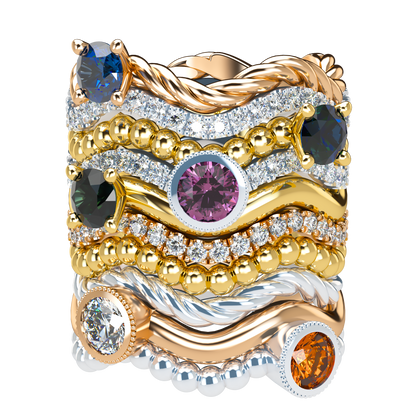 Build Your Own Gold & Platinum stacking Ring Stack