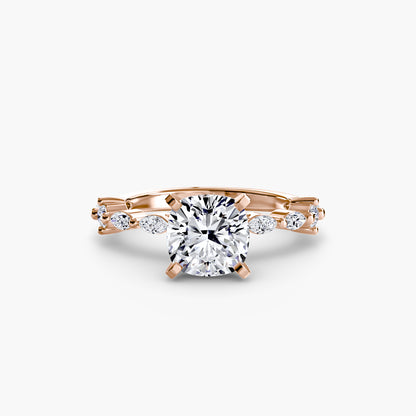 Enchanted forest diamond Solitaire ring with Eternity Pavé