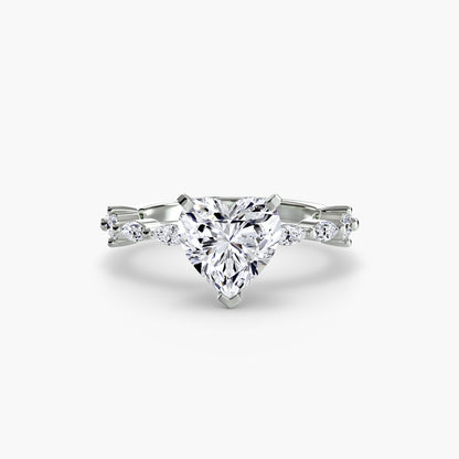 Enchanted forest diamond Solitaire ring with Eternity Pavé