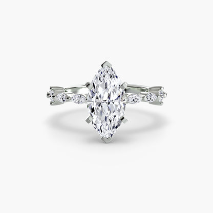 Enchanted forest diamond Solitaire ring with Eternity Pavé