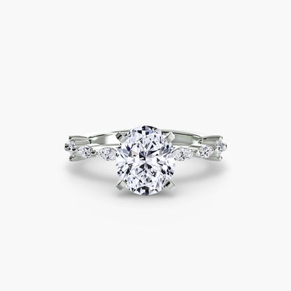 Enchanted forest diamond Solitaire ring with Eternity Pavé