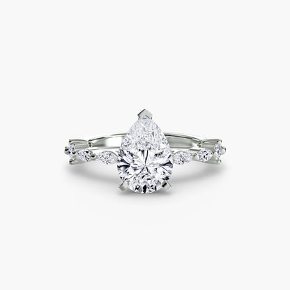 Enchanted forest diamond Solitaire ring with Eternity Pavé