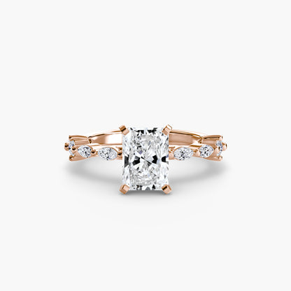 Enchanted forest diamond Solitaire ring with Eternity Pavé