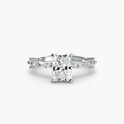 Enchanted forest diamond Solitaire ring with Eternity Pavé