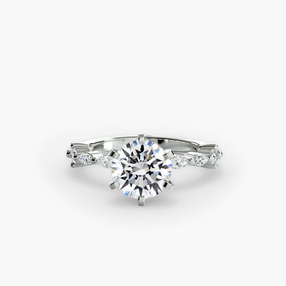 Enchanted forest diamond Solitaire ring with Eternity Pavé