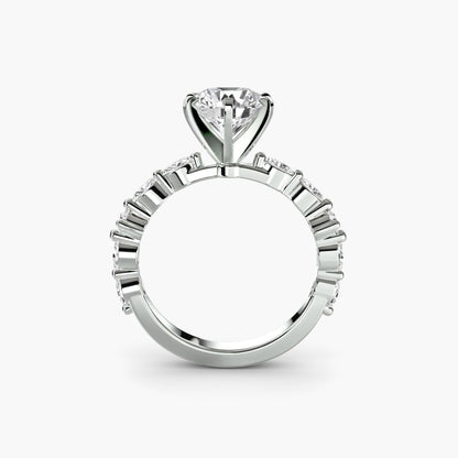 Enchanted forest diamond Solitaire ring with Eternity Pavé