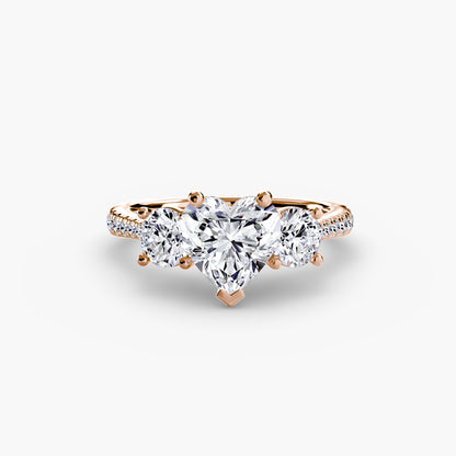 Dazzling Three-Stone diamond ring with Pavé Band