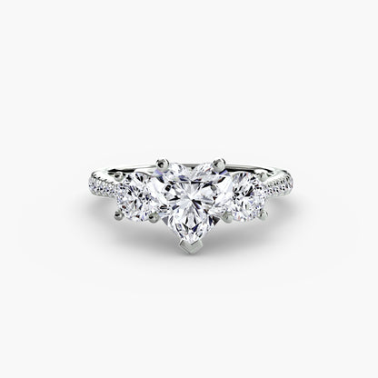 Dazzling Three-Stone diamond ring with Pavé Band