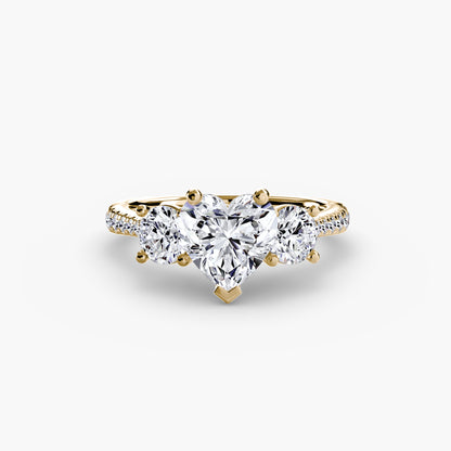 Dazzling Three-Stone diamond ring with Pavé Band