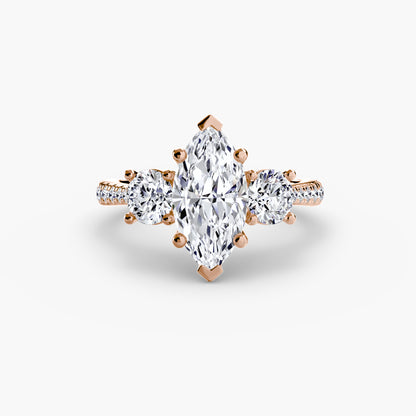 Dazzling Three-Stone diamond ring with Pavé Band