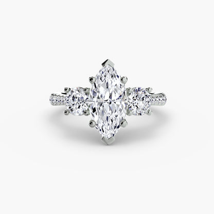 Dazzling Three-Stone diamond ring with Pavé Band