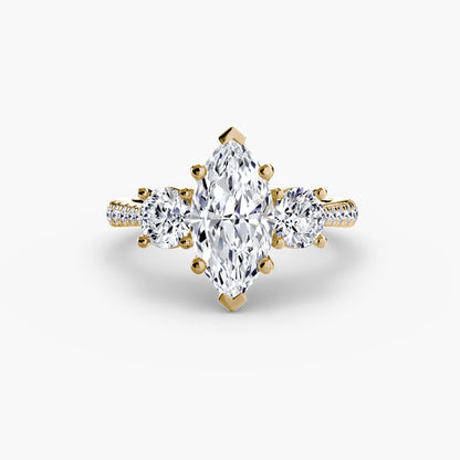 Dazzling Three-Stone diamond ring with Pavé Band