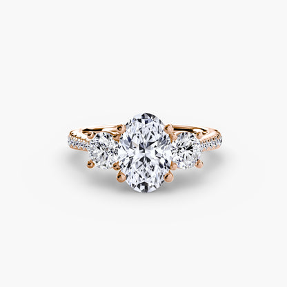 Dazzling Three-Stone diamond ring with Pavé Band