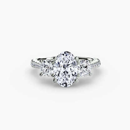 Dazzling Three-Stone diamond ring with Pavé Band