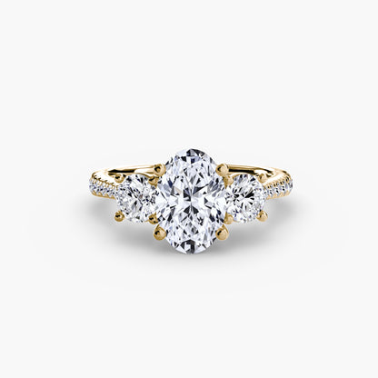 Dazzling Three-Stone diamond ring with Pavé Band