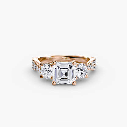 The Romantic Three-Stone Diamond ring with Pavé Band