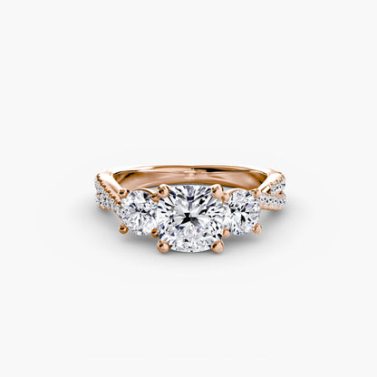 The Romantic Three-Stone Diamond ring with Pavé Band