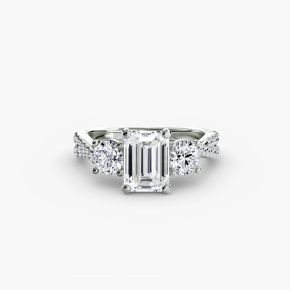 The Romantic Three-Stone Diamond ring with Pavé Band