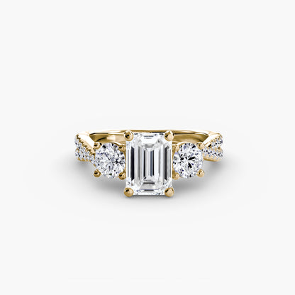 The Romantic Three-Stone Diamond ring with Pavé Band