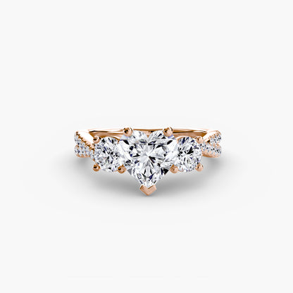 The Romantic Three-Stone Diamond ring with Pavé Band