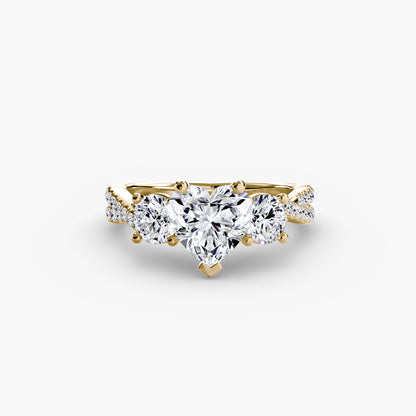 The Romantic Three-Stone Diamond ring with Pavé Band