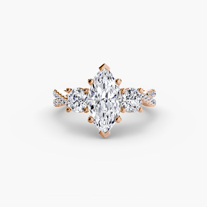 The Romantic Three-Stone Diamond ring with Pavé Band
