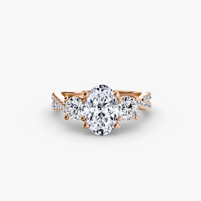 The Romantic Three-Stone Diamond ring with Pavé Band