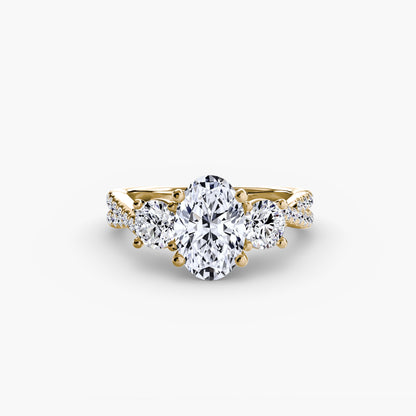 The Romantic Three-Stone Diamond ring with Pavé Band