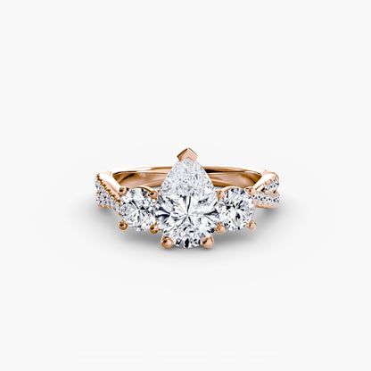 The Romantic Three-Stone Diamond ring with Pavé Band