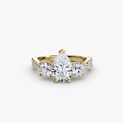 The Romantic Three-Stone Diamond ring with Pavé Band