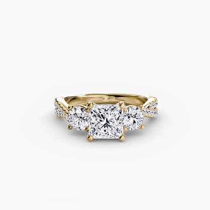 The Romantic Three-Stone Diamond ring with Pavé Band