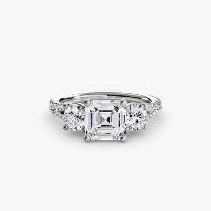 Sparkle Three-Stone Diamond ring with Pavé Band