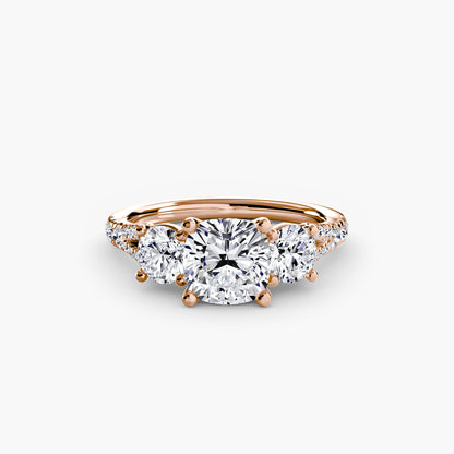 Sparkle Three-Stone Diamond ring with Pavé Band