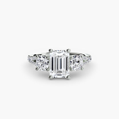 Sparkle Three-Stone Diamond ring with Pavé Band