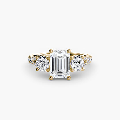 Sparkle Three-Stone Diamond ring with Pavé Band